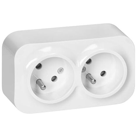 Double Socket 16A/230VAC French Version Surface-Mounted Socket for Indoor Wall Mounting Double Wall Socket (1/5)