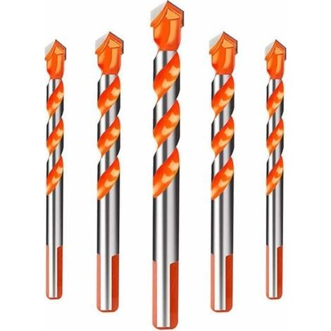 (6/6/8/10/12 mm) 5 Stück Triangle Buster Mehrzweck-Schaftbohrer aus Hartmetall, Triangle Buster Schaftbohrer für Beton, Ziegel, Glas, Kunststoff und (1/5)