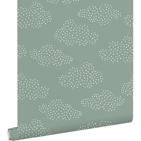 papier peint petits nuages bleu vert - ESTAhome (1/5)
