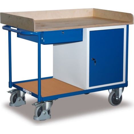 VARIOfit Werkstattwagen mit 2 Ladeflächen inkl. Tablett 1 Schrank und 1 Schublade (1/2)
