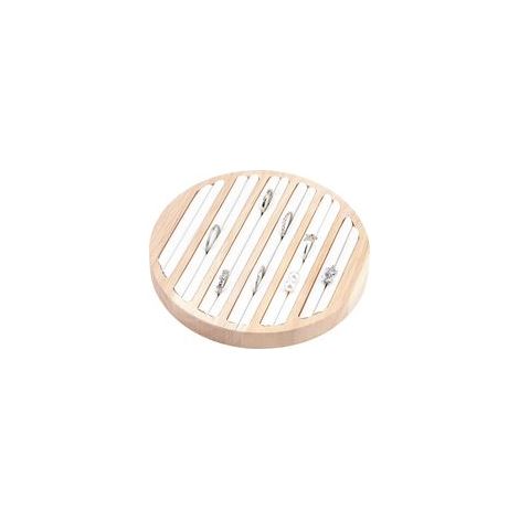 Plateau Présentoir Bijoux en Bois, 6 Fentes Anneau Bague Boucle D'Oreille Affichage Support Stockage en Cuir Blanc Insérer Organisateur Bijoux Affichage Vente au Détail, 14.95x1.7 cm (1/5)