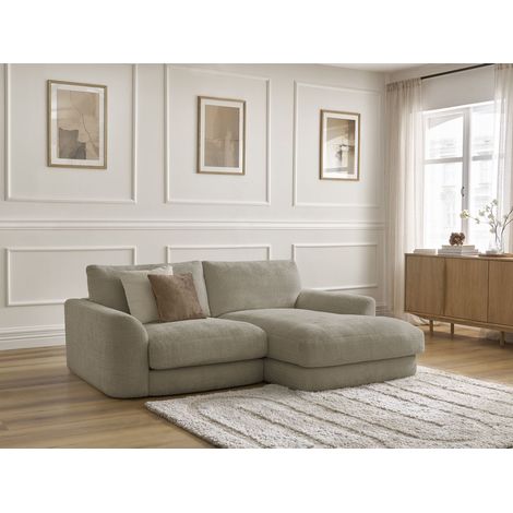 BOBOCHIC - Canapé d'angle fixe LEONORE tissu texturé Angle droit Taupe (1/5)