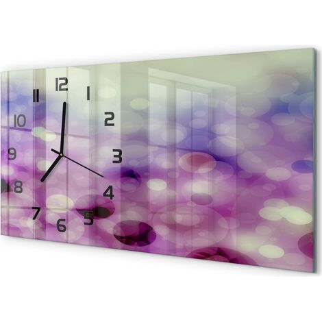Horloge Murale Horizontale 60x30 cm Verre Trempé Sans Tic-Tac Décoration Salon Roues violettes (1/5)