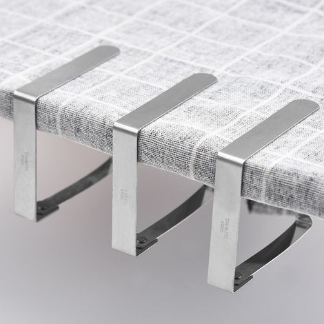 (12 Pièces) Pince à nappe d'extérieur grande pince à nappe pour tables de 2 "d'épaisseur support de nappe de pique-nique Flexible en acier inoxydable (1/5)
