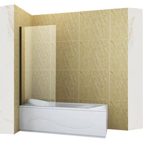 Pare-baignoire fixe ASTON Silla, paroi de baignoire 70x150 cm en verre trempé, installation murale facile, design moderne, Noir (1/5)