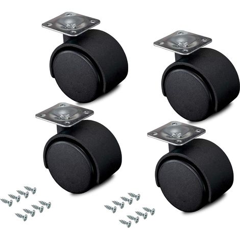 kippen 1614K1 - SET DI 4 RUOTE GEMELLATE DA MM.40 CON PIASTRA GIREVOLE (1/4)