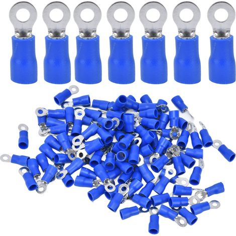 100 cosses à sertir pré-isolées en cuivre avec anneau en PVC pour câbles d'ordinateurs AWG 16-14 (1/5)