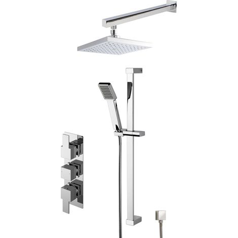 Nuie Sanford Triple Thermostatic Concealed Complete Mixer Shower - Chrome (1/2)