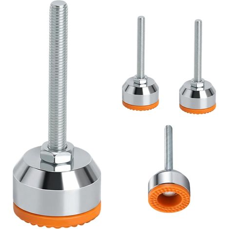 Lot de 4 pieds de machine pour charges lourdes, pieds réglables en hauteur avec filetage et patins en caoutchouc, pied réglable M8 × 66 mm, Ø 40 mm pour établi meuble machine table bureau industrie (1/5)