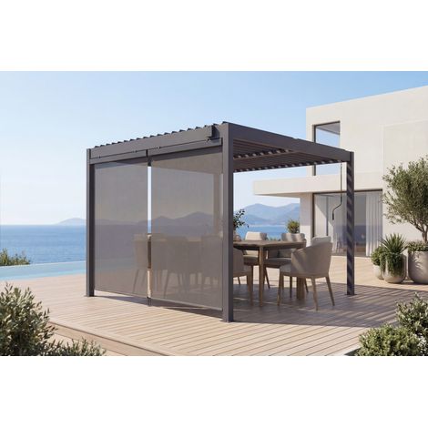 Set mit 2 VADA Pergola-Markisen aus grauem Aluminium – H 250 x B 135 cm (1/5)