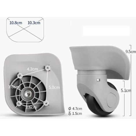 Paire De Roues À Bagages Universelles En Caoutchouc Durable Silencieuses Multidirectionnelles Grandes Grises (1/4)