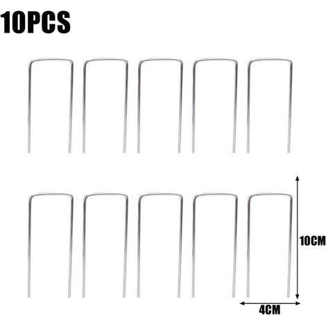 Piquets en U en acier galvanisé – Lot de 10 – 30 cm, épaisseur 3 mm – Pour clôture, bâche et tuyaux – Résistants à la rouille (1/5)
