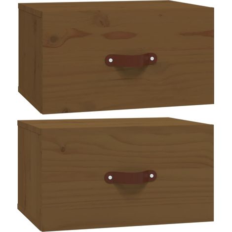 Tables de chevet murales 2 pcs Marron miel 40x29,5x22 cm vidaXL (1/5)