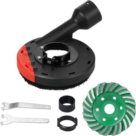 Campana extractora de polvo para amoladora angular de 115 mm + disco de diamante de 115 mm x 15 mm para hormigón.
