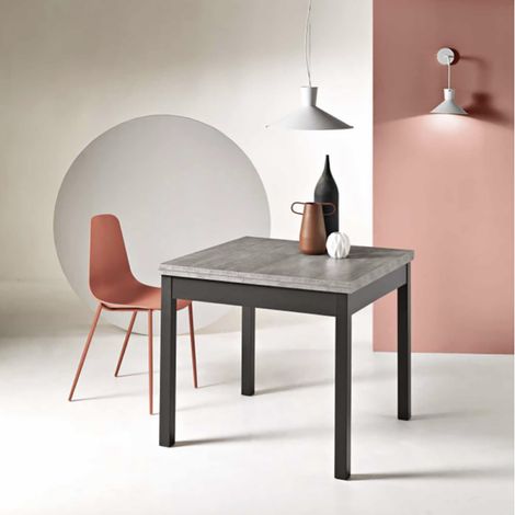 Tavolo in legno da cucina a libro da 90 cm a 180 cm Cemento - UGO (1/5)