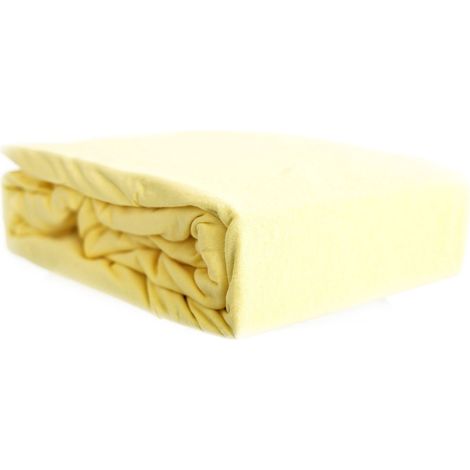 Jersey Spannbettlaken, 100% Baumwolle, 90-100x200 cm + 25 cm Rundumgummizug Gelb