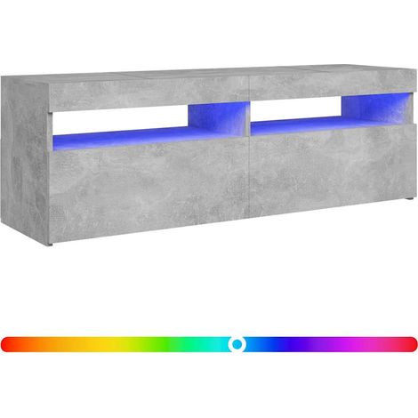 Meuble TV avec lumières LED, Étagère TV, Meuble de Salon, Gris béton 120x35x40 cm OIB4211E (1/5)