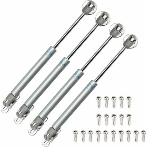 Lot de 4 vérins à gaz hydrauliques pour portes de placard — Vérins à gaz, ferrures de porte, amortisseurs à gaz 100 N / 10 kg, amortisseurs de levage pour placards et armoires. (1/5)