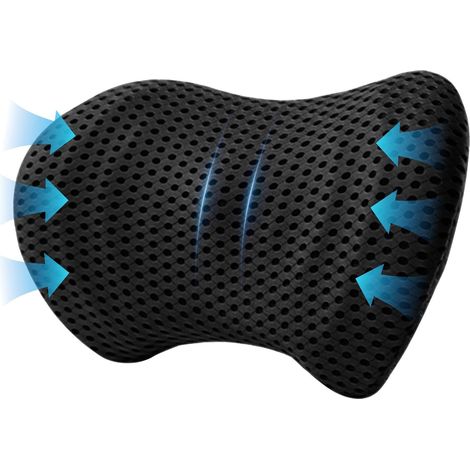 Coussin Lombaire Ergonomique en Mousse à mémoire de Forme pour Le Soutien Dorsal - Coussin de Soutien Lombaire pour sièges de Voiture et chaises de Bureau (Noir) (1/5)
