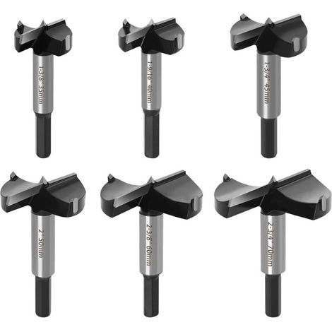 Forstner Lot de 6 forets Forstner en acier tungstène avec pointe de centrage, forets à bois et bois dur, 35 mm, 40 mm, 45 mm, 50 mm, 60 mm, 70 mm (1/5)