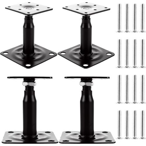 Lot de 4 Pied de Poteau Reglable 150 à 190 MM Support de Poteau Reglable Support poteau Bois Galvanisé avec Vis 75 x 95 mm Embase Pied de Poteaus Vissé pour Terrasses, Abris, Gazebos (1/5)