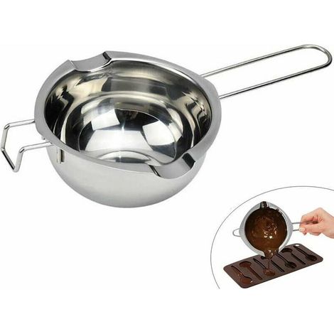 Melting Pot for Butter, Chocolate, Candy, Butter, Cheese, Caramel. High-Quality Stainless Steel Melting Pot. Chocolate Bath Bowl for Bain-Marie with Heat-Resistant Handle (1/5)