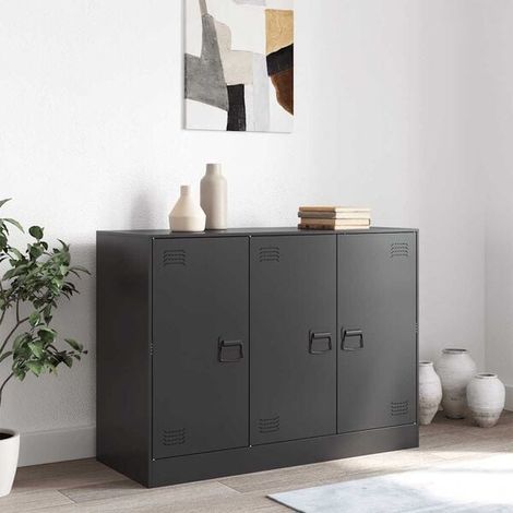 Buffet de Cuisine Noir 99x39x73 cm, Meuble Rangement avec Structure en Acier Robuste, Étagère de Stockage Moderne pour Salon et Salle à Manger (1/5)