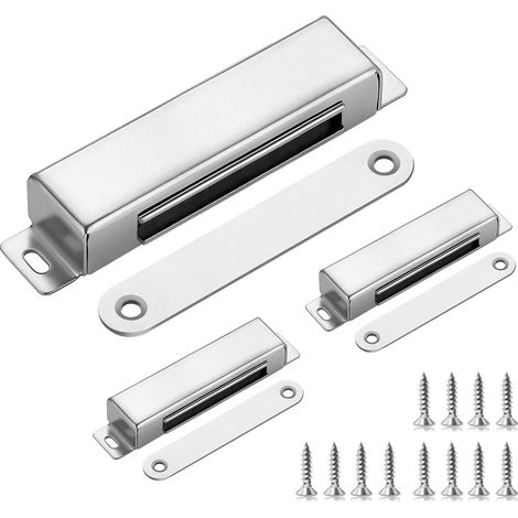 Lot de 3 aimants de porte puissants - 40 kg - En acier inoxydable - Pour porte d'armoire, porte de balcon, tiroirs, armoires (1/5)