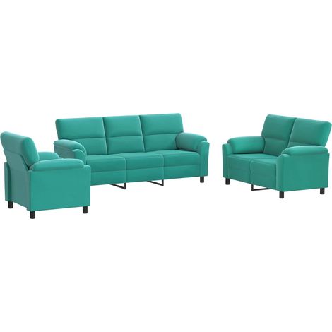Ensemble de Canapés 3 pcs Turquoise Velours vidaXL (1/5)