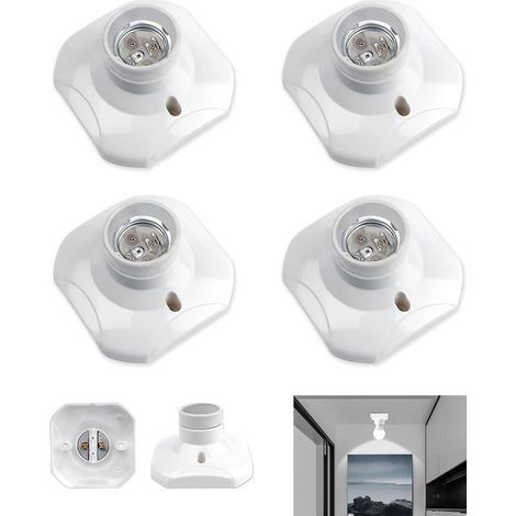 4-teiliges E27-Schraubfassungsset für Deckenleuchten, E27-auf-E14-Fassungsadapter für Garagen, 220–240 V Wechselstrom, LED-Lampenfassung, Deckenleuchtensockel, weißer Kunststoff-Lampensockel