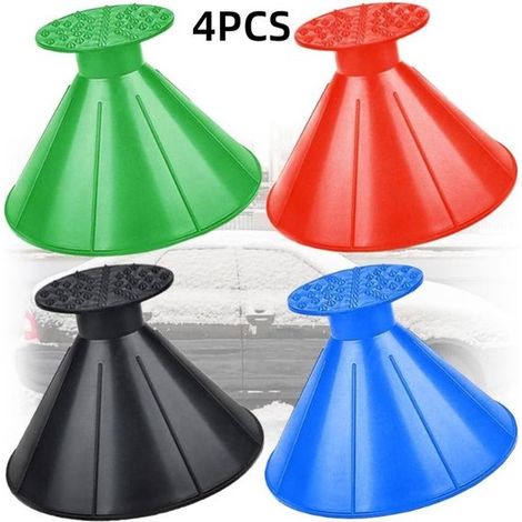 4 pièces - Chasse-neige - Grattoir à glace - Essuie-glace - Accessoires auto - Peut également servir d'entonnoir - Portable - Idéal pour déneiger et dégivrer les vitres de voiture - Vert - Rouge - Ble (1/5)
