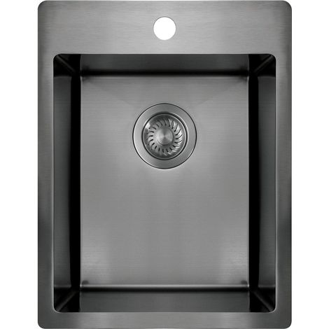Lavello cucina in acciaio inox con 1 vasca 39x50.5 cm finitura titanio - Olvo Gold