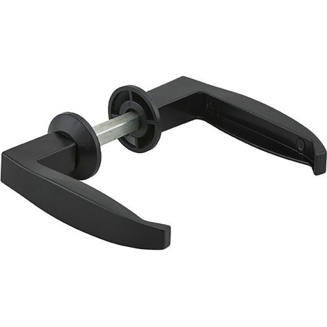 Paire de béquilles pour serrure à crochet de portail – Aluminium fondu – Épaisseur de porte jusqu'à 70 mm – Carré 7 mm et adaptateur 8 mm – Noir
