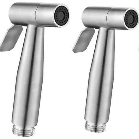 Lot de 2 têtes de douchette WC bidet en acier inoxydable, pulvérisateur portatif détachable pour couches lavables, salle de bain, cuisine et nettoyage des toilettes (1/5)