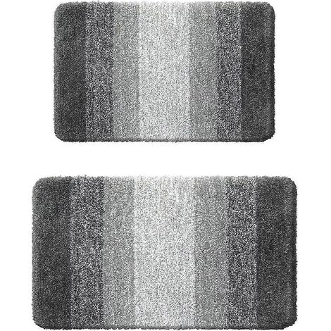 Ensemble de tapis de bain noir, dimensions 16,1 x 24 + 20 x 30 pouces. (1/5)