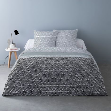 Housse de couette 240x220 AVI NOIR + 2 taies 100% coton (1/3)