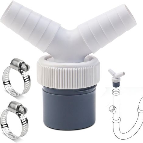 Adaptateur de vidange pour lave-vaisselle - Double raccord Y 1 1/4" - Adaptateur pour tuyau de 40 mm de diamètre - Entrée de 18-24 mm avec collier de serrage pour lave-vaisselle et sèche-linge (1/5)