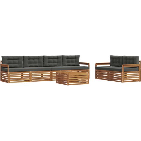 Conjunto de sofás de exterior 7 uds. Natural y Antracita vidaXL (1/5)