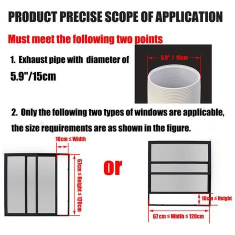 Exhaust Baffle for Portable Air Conditioner – Adjustable PVC Window Kit 67–120 cm, Waterproof and Energy Efficient (1/4)