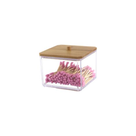 Wattebällchenbox und Wattestäbchenspender (2er-Set) – Aufbewahrungsbox mit – Crezuo