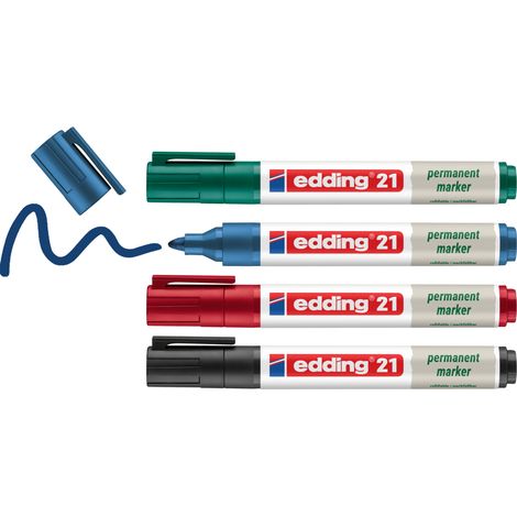 edding 21 Marqueur permanent set de 4 assortis