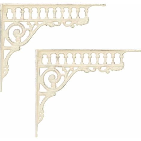 Wandregalhalterungen 2 stk. Antik Weiß 27,5 x 23 x 4 cm Stahl vidaXL (1/5)