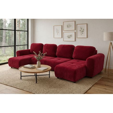 Wohnlandschaft mit Schlaffunktion BRUSK Sofa in Stoff Kronos Rot (1/5)