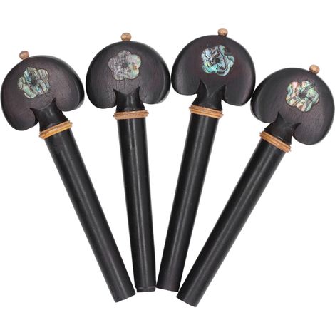 4 chevilles de réglage en ébène noir, pré-percées, faites main, résistantes à l’usure, pour violoncelle, pièces de rechange (1/5)