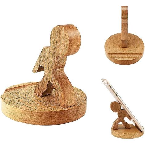 Support téléphone en bois pour bureau, compatible avec tous les smartphones, socle universel et élégant, organisateur de table stable. (1/5)