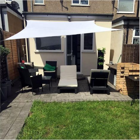 Rectangular shade sail, waterproof and UV resistant, for patio, garden, lawn, 4 x 4 m, white (1/3)