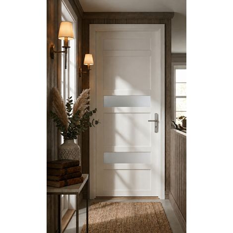 Bloc Porte Izi Blanc H204 X L93 Poussant Gauche Côtes Tableau Gd Menuiseries (1/4)