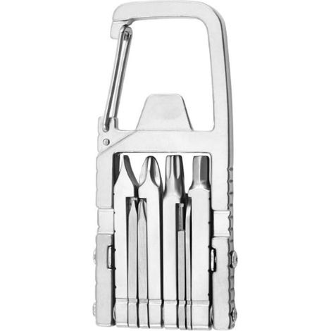 Mini Multitool - 12 En 1 - Tournevis Pliable Avec Porte-Téléphone Et Mousqueton - Acier Inoxydable - 1 Pièce (1/5)
