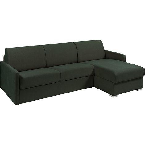 Divano letto angolare reversibile a ribalta Letto 140cm Materasso 14cm in Tessuto Verde abete - CALIFE