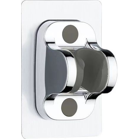 Soporte de plástico ajustable para cabezal de ducha con tiras adhesivas, 2 unidades (plateado) (1/5)